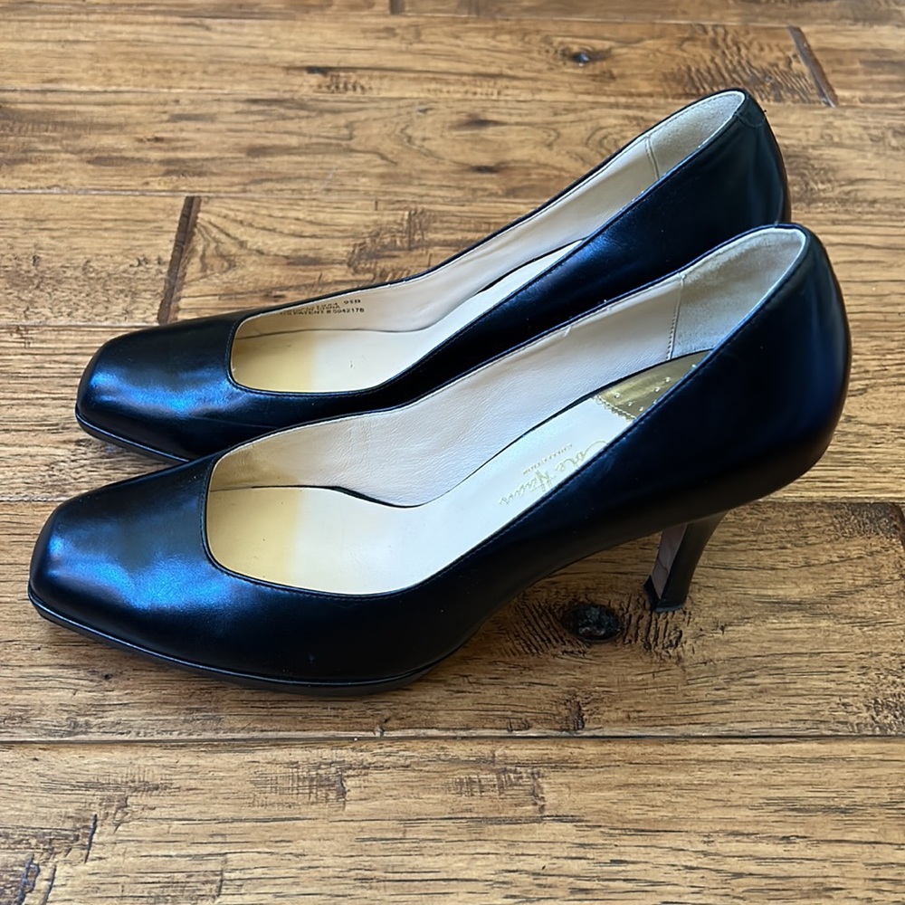 Cole Haan Nike Air Carma Black Leather Pump Square Toe Size 9.5 - Picture 7 of 12